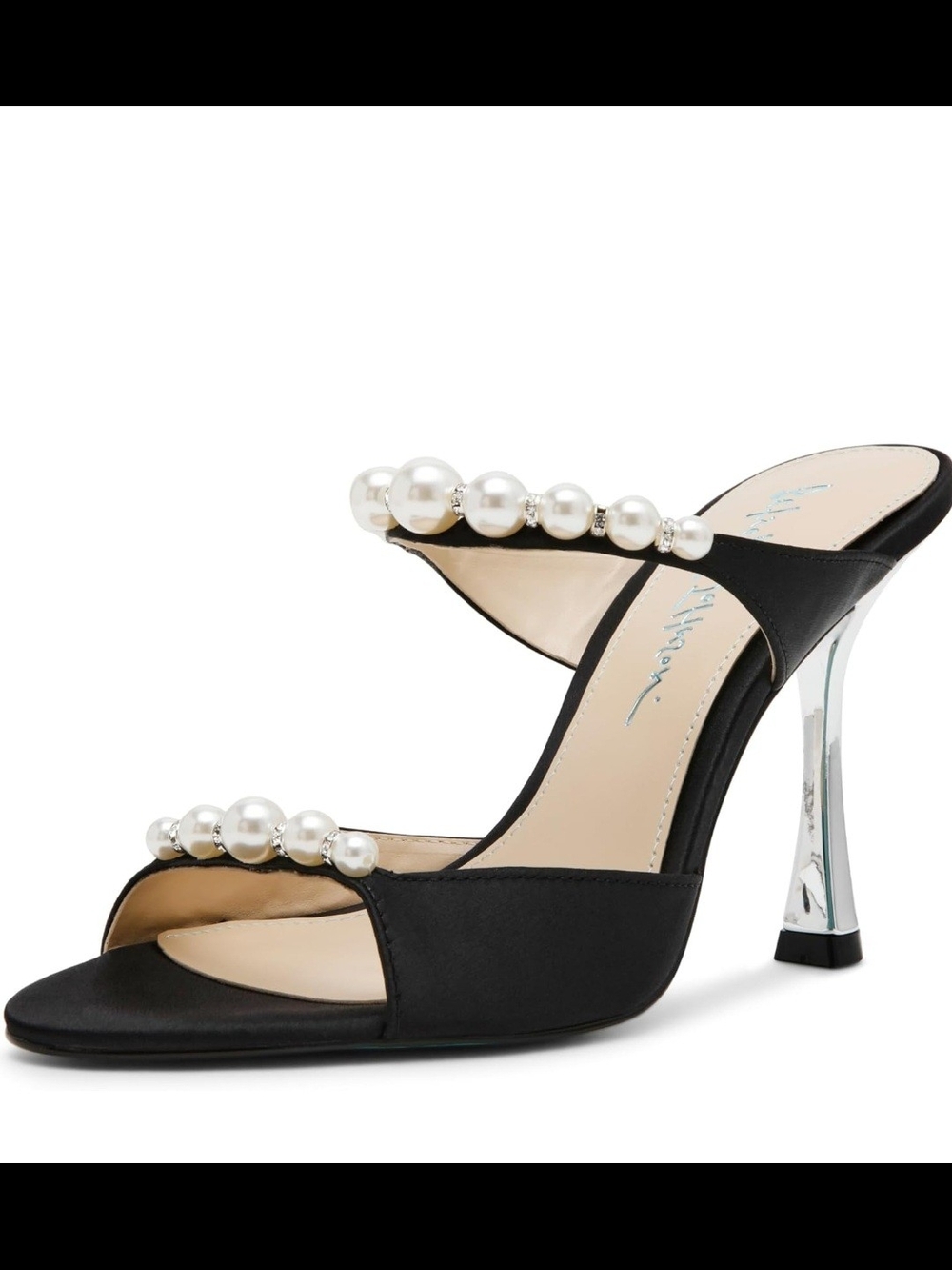 Betsey Johnson Black Pearl-Trim Slip-On Stiletto